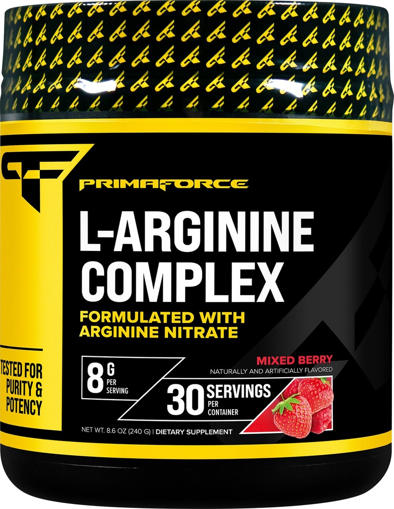 Primaforce L-Arginin Complex Powder (30 Portionen pro Flasche | Mischbeere) Leistungsstarke Protein Building Supplement für maximale Gains