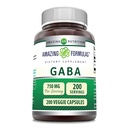 Formules étonnantes GABA 750mg Par Serving Capsules Véggie Supplément de GMO (sans gluten) Fabriqué aux États-Unis
