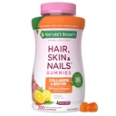 Nature's Bounty Optimal Solutions Cheveux, peau et ongles Collagène Pectine Gommies, 100 mg Collagène et 2 500 mcg Biotine par service, sans bâton Gummy, Citrus Tropical Flavor, 200 ct, 100 Total des services