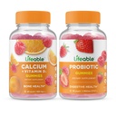 Lebensfähiges Kalzium mit Vitamin D + Probiotic 2 Billion CFU, Gummies Bundle - Große Verkostung, Vitaminergänzung, Glutenfrei, GMO frei, Kaubar