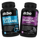 Lung Cleanse & Actived Charcoal Capsules - Suppléments respiratoires et pilules bio de noix de coco Charcoal pour le gaz d'estomac et le blottis support - Détox à base de plantes pour les poumons, Bronchial Health & Gut