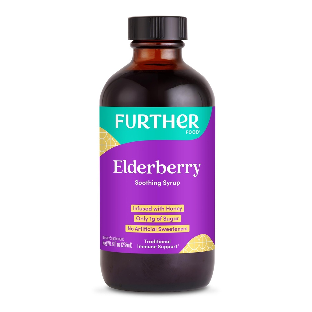 Autres aliments Syrup Elderberry pour Immune Support, Sambucus Elderberry Supplément, Daily Herbal Immune System Support pour les enfants et les adultes, sans gluten (8 fl oz de Syrup apaisant Elderberry)