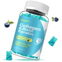 Biotin Gummis mit Collagen, Keratin, Hyaluronsäure, Vitamin für Haut, Haarwachstum, Nägel, Frauen Männer Erwachsene Kinder - 60 Blueberry Flavored Gummies
