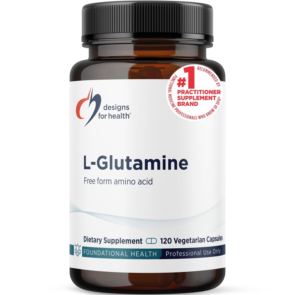 Conceptions pour la santé L Glutamine Capsules - Supplément d'acides aminés végétariens de 850mg pour soutenir la récupération musculaire, digestif, immunitaire + santé de la gueule - Non-OGM + sans gluten (120 capsules)
