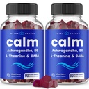NutraChamps Calm Gummis, Stress Gummis Ergänzung mit Ashwagandha, L-Theanin, GABA, Vitamin B6 & Zitronen Balm, 90 Gummis (Pack von 2)