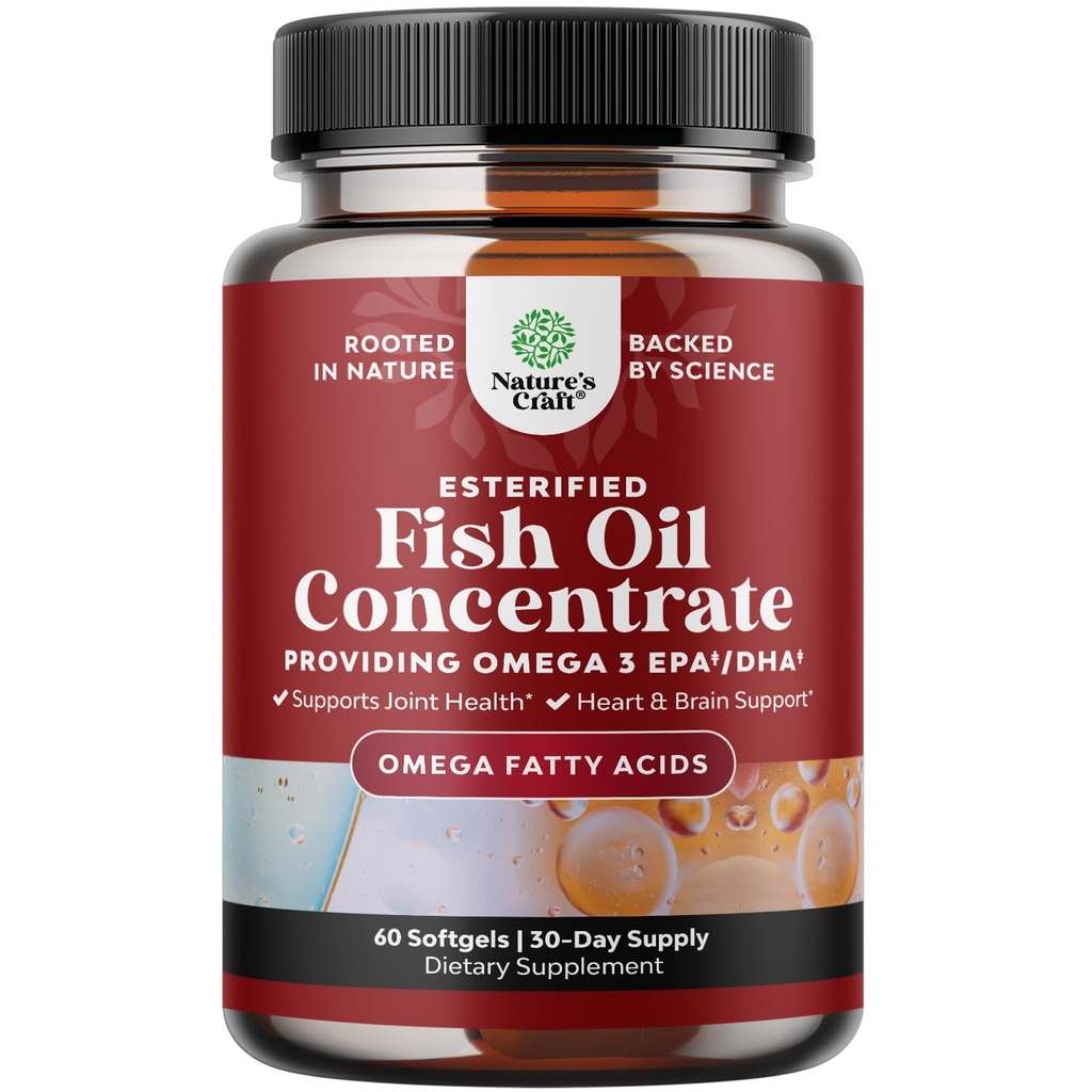 Omega 3 Fish Oil Supplement - EPA DHA Fish Oil Omega 3 Supplement mit Immun Booster Brain Vitaminen - Burpless 2000 mg pro Servierung für Mood Boost Liver Unterstützung und PMS Relief Unterstützung