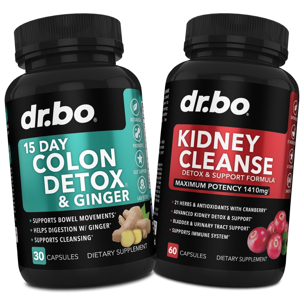 Colon Cleanser Detox & Kidney Cleanse - 15 Tage Colon Cleanse Pillen mit Ginger & Kidney Detox Support Supplement Cranberry - Bowel Movement Supplements für Darm Stomach Bloating Gut & Kidneys