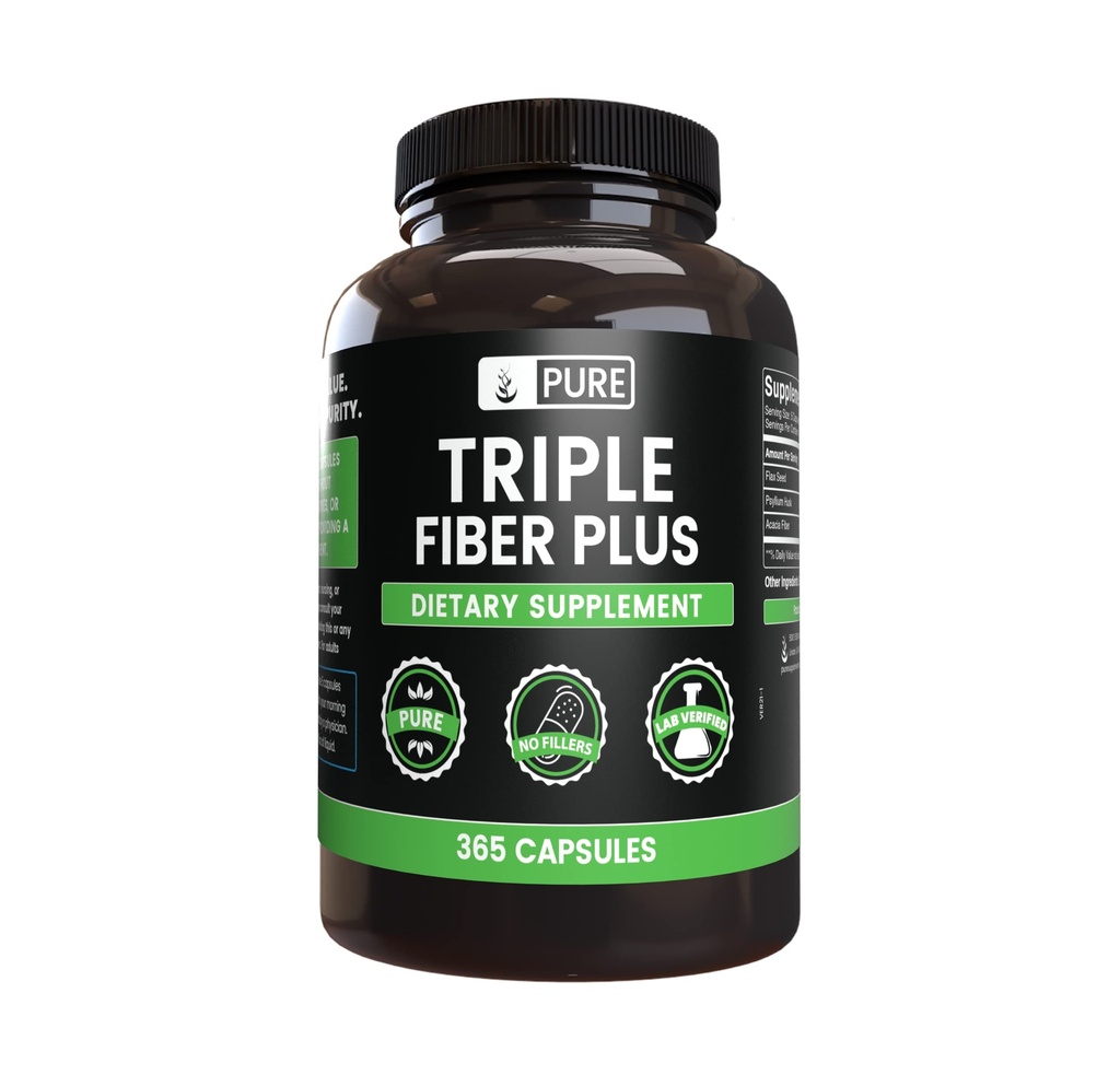 Ingrédients originaux purs Triple Fibre (365 Capsules) Pas de Magnésium ou de Rice Filters, Toujours Pure, Verified Lab