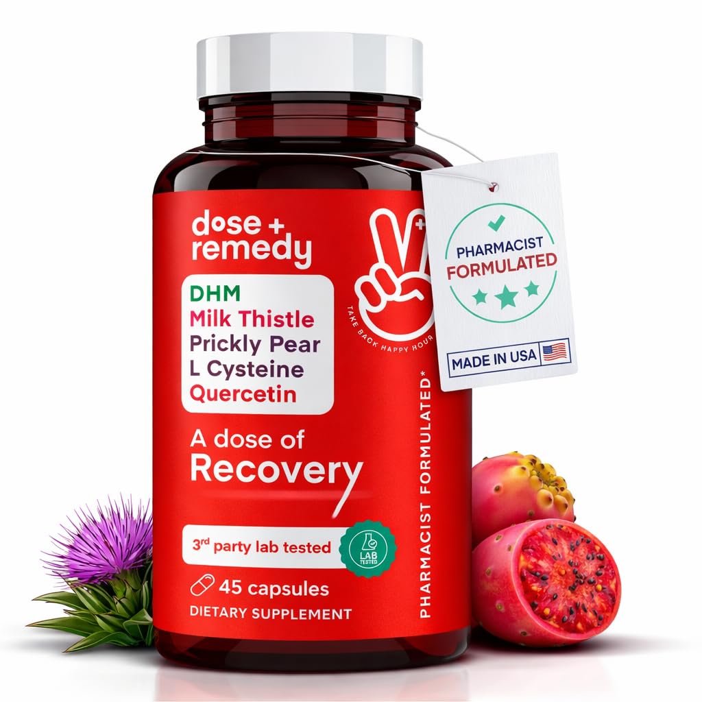 Eine Dosis von Recovery|Liver Detox | Made in USA | USDA | Hydration Support for Better Morning Recovery Asian Flush | Dihydromyricetin DHM, Quercetin, Vitamin B, Milk Thistle, Prickly Pear, | (45 Pillen)