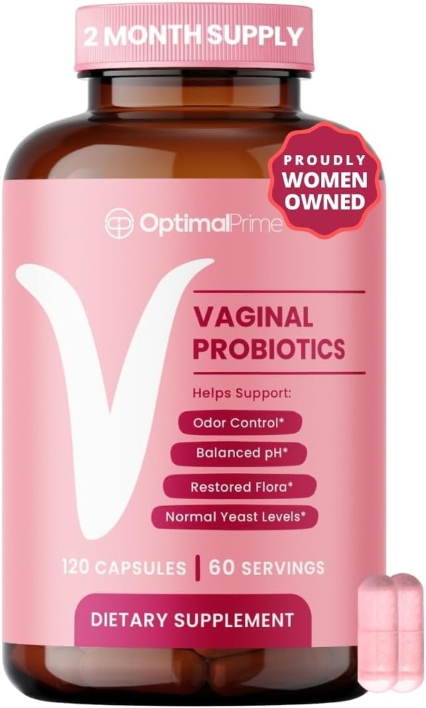 Probiotiques vaginaux optimaux pour les femmes ayant des prébiotiques, extrait de canneberge et mélange probiotique de Lactobacillus, soutient la flore vaginale saine, contrôle de l'odeur, équilibre du pH, 2 mois d'approvisionnement, 120 capsules