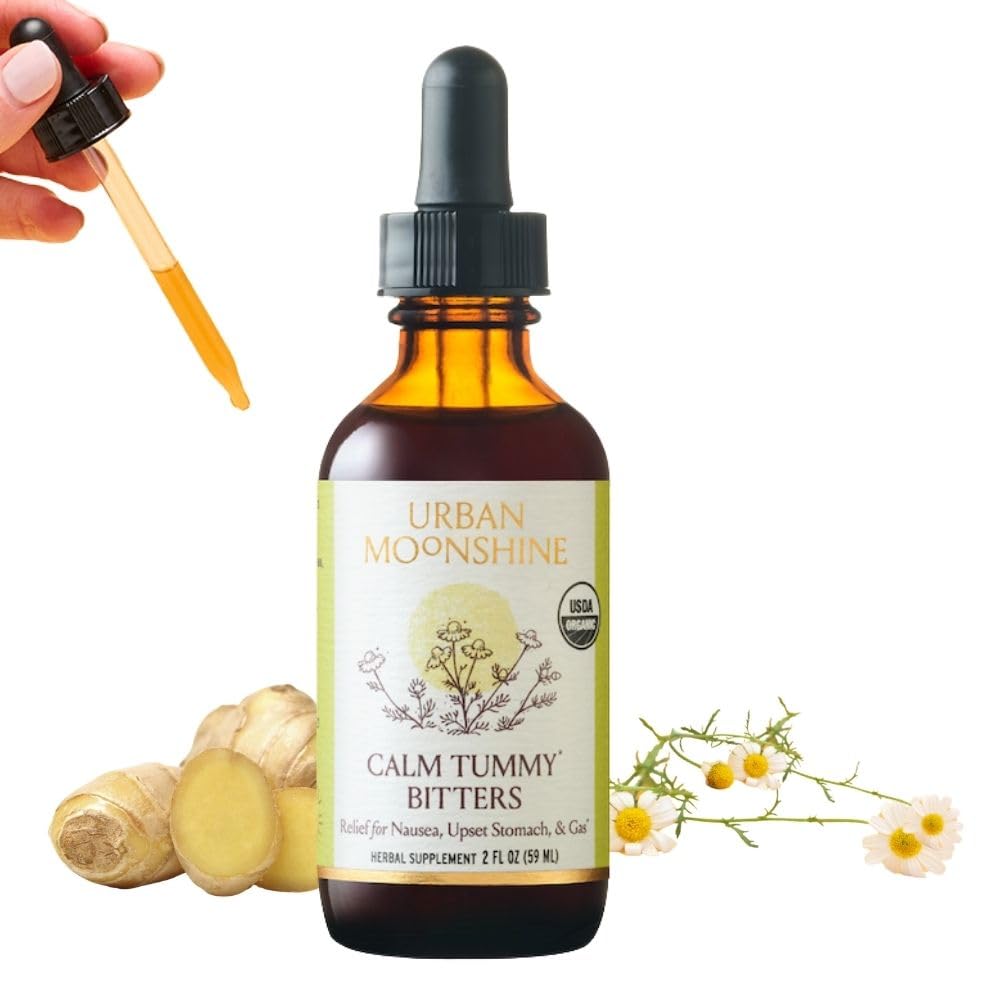 Urban Moonshine Calm Tummy Bitters - Certified Organic - Relief für Übelkeit & Upset Stomach* - Bloating Relief* - Soothes Digestion* - Digestive Bitters - Glutenfreie Kräuterergänzung - 2 Fl Oz