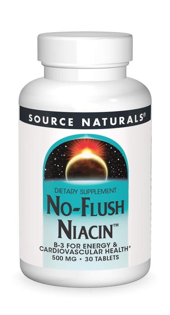 Quelle Naturals No-Flush Niacin, B-3 für Energie & Herz-Kreislauf-Gesundheit* 500 mg - 30 Tabletten