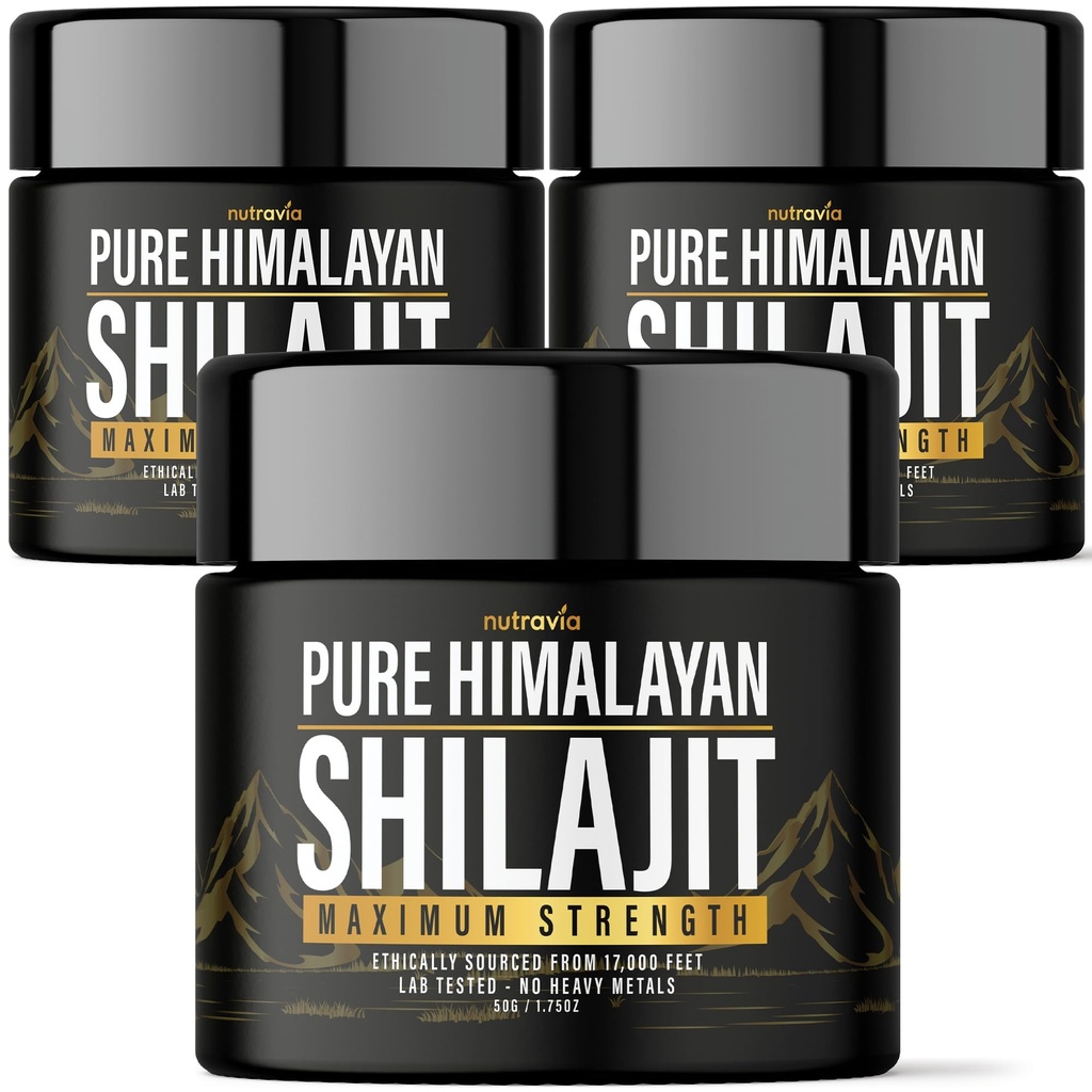 (3 Pack) Shilajit Pure Himalayan Organic Resin - Natural Authentic Lab Getestet Formel für Männer, Frauen - No Heavy Metals - 600mg Max Strength with 85+ Trace Minerals Golden Grade Shilajit Supplement