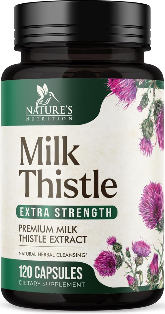 Extrait de chardon de lait - Nettoyez le foie et la formule de réparation - Thistle naturel de lait avec Silymarin Marianum & Extrait de dandelion - Supplément naturel de foie à base de plantes - Fabriqué aux États-Unis - 120 capsules