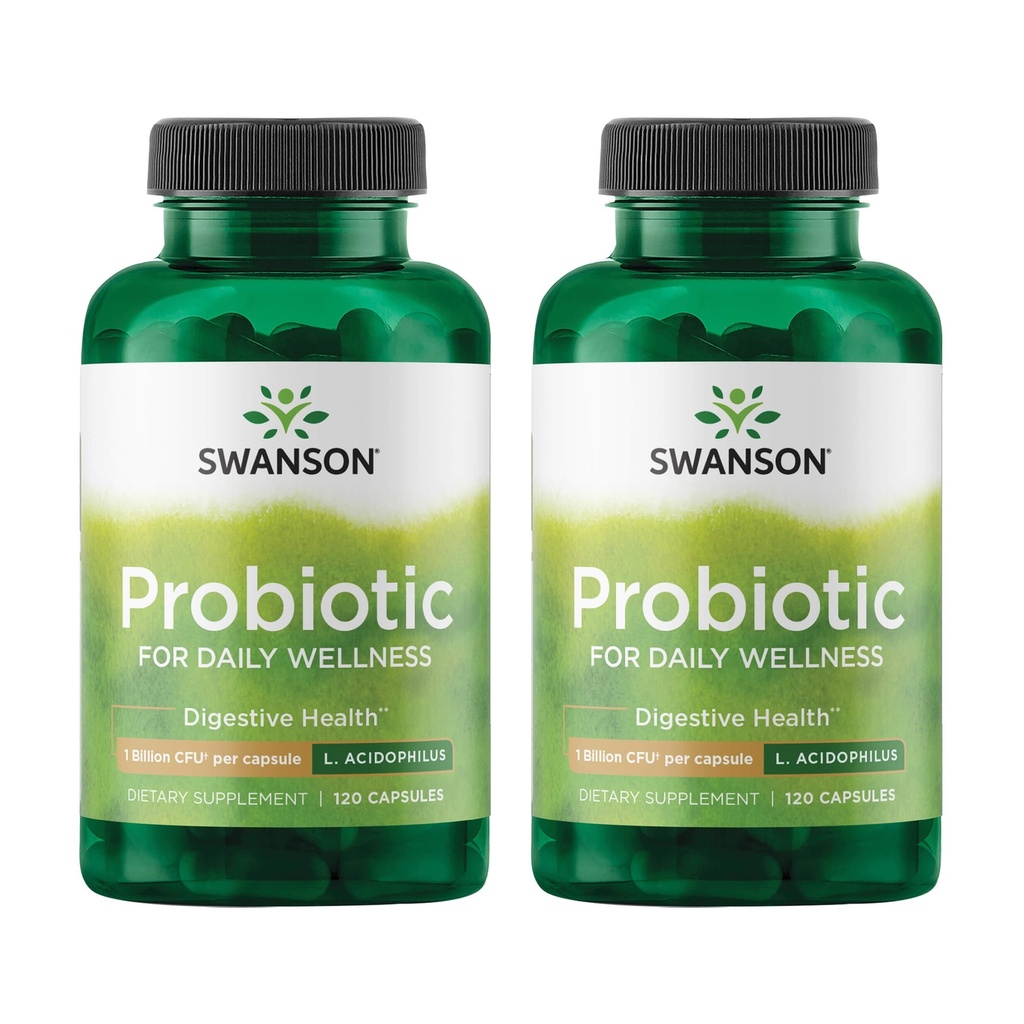 Swanson Probiotic - Verdauungsergänzung mit 1 Billion CFU pro Kapsel - Natürliche Formel Unterstützung Bowel Regularity & Daily Wellness - (120 Kapseln) (2 Packung)