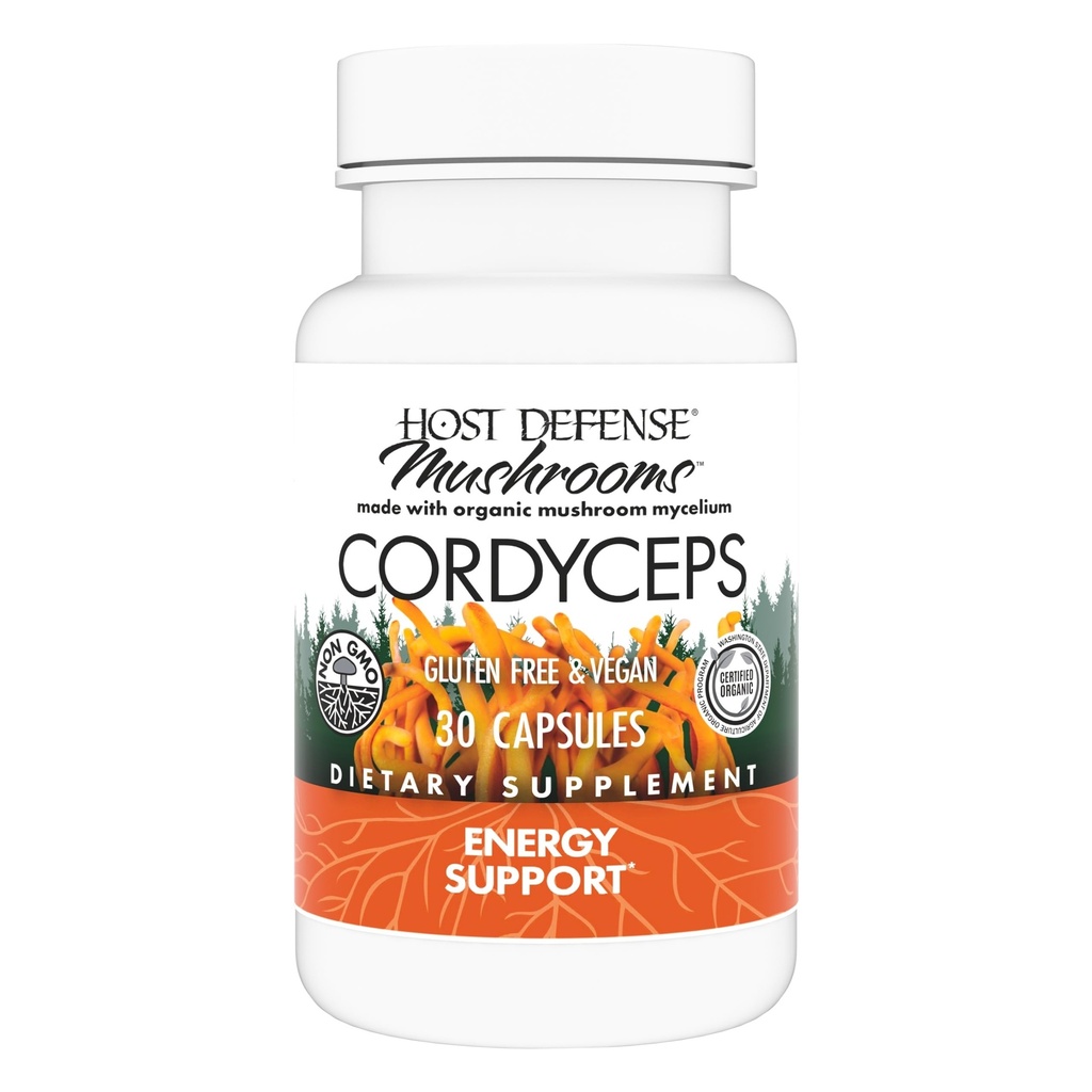 Host Defense Cordyceps Kapseln - Immun- & Energie-Supplement - Nierengesundheitsergänzung mit Cordyceps - Fitness-Supplement zur Unterstützung Sauerstoffaufnahme - 30 Kapseln (15 Portionen)*