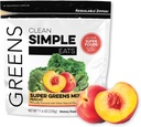 Reinigen Sie einfache Eats Super Greens Pulver, Natürlich aromatisierte Grüns Pulver mit Chlorella, Spirulina, Superfoods & Prebiotic Fiber, keine künstlichen Inhaltsstoffe, Glutenfrei, Peachy Greens Flavor, 30 Srvgs
