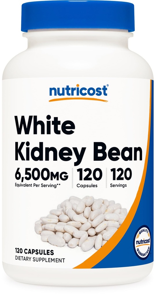 Nutricost Capsules de haricots rognons blancs 6,500mg Équivalent, 120 Capsules - Caps végétariens, sans gluten et sans OGM