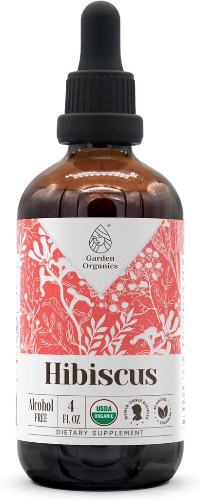 Hibiscus USDA Organic Alcohol-Free Extract | Nahrungsergänzung, Hochfeste Tinktur | Natürliche Zertifizierte Bio Hibiscus (Hibiscus Sabdariffa) Getrocknete Blume (4 oz)