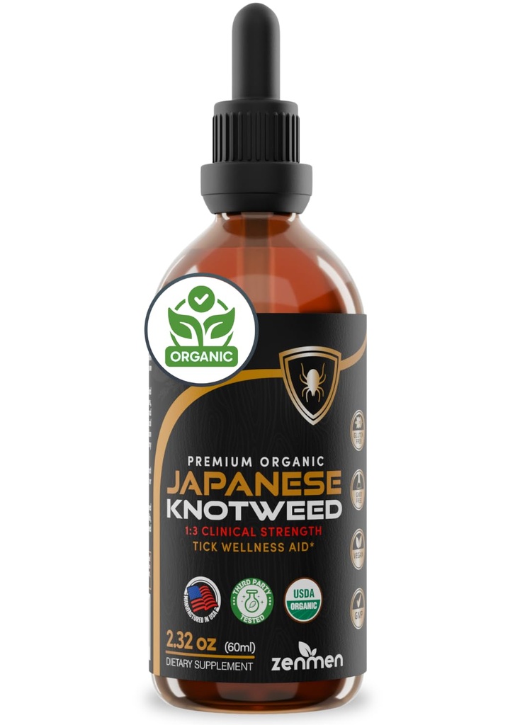 Zenmen Japanese Knotweed Premium Resveratrol USDA 3rd Party Tested Tincture 60ml/2.32 Oz - 1:3 Clinical Strength Ratio - Tick Wellness Aid et Immune Support Supplément - Fabriqué aux États-Unis