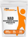 BulkSupplements.com NAD Powder - Nicotinamid Adenin Dinukleotid, NAD Supplement 500mg - für Energieunterstützung, Pure & Glutenfrei, 500mg pro Servierung, 50g (1.8 oz) (Pack von 1)