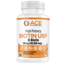 High Potency Biotin USP (D-Biotin 100.000mcg) - Superior Biotin, Organic Rice Flour, Vegetarische Kapseln für Haar, Haut, & Myelin Gesundheit, Made in the USA (100mg/90 Kapseln)