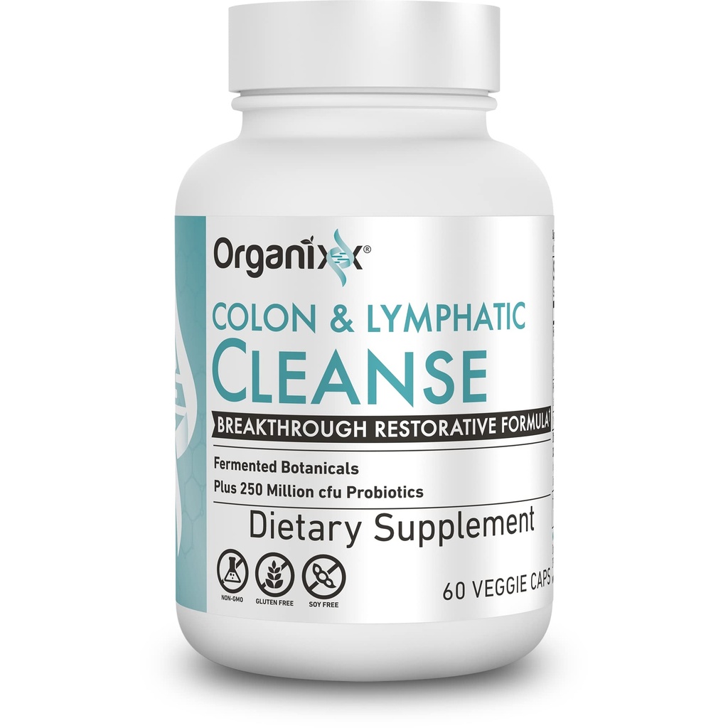 Organixx Lymphatic & Colon Cleanse Supplement, 250 Millionen CFU Probiotika für Gut Gesundheit, Verdauungs- & Lymphatic-Unterstützung, Glutenfrei, Non GMO, 60 vegetarische Kapseln