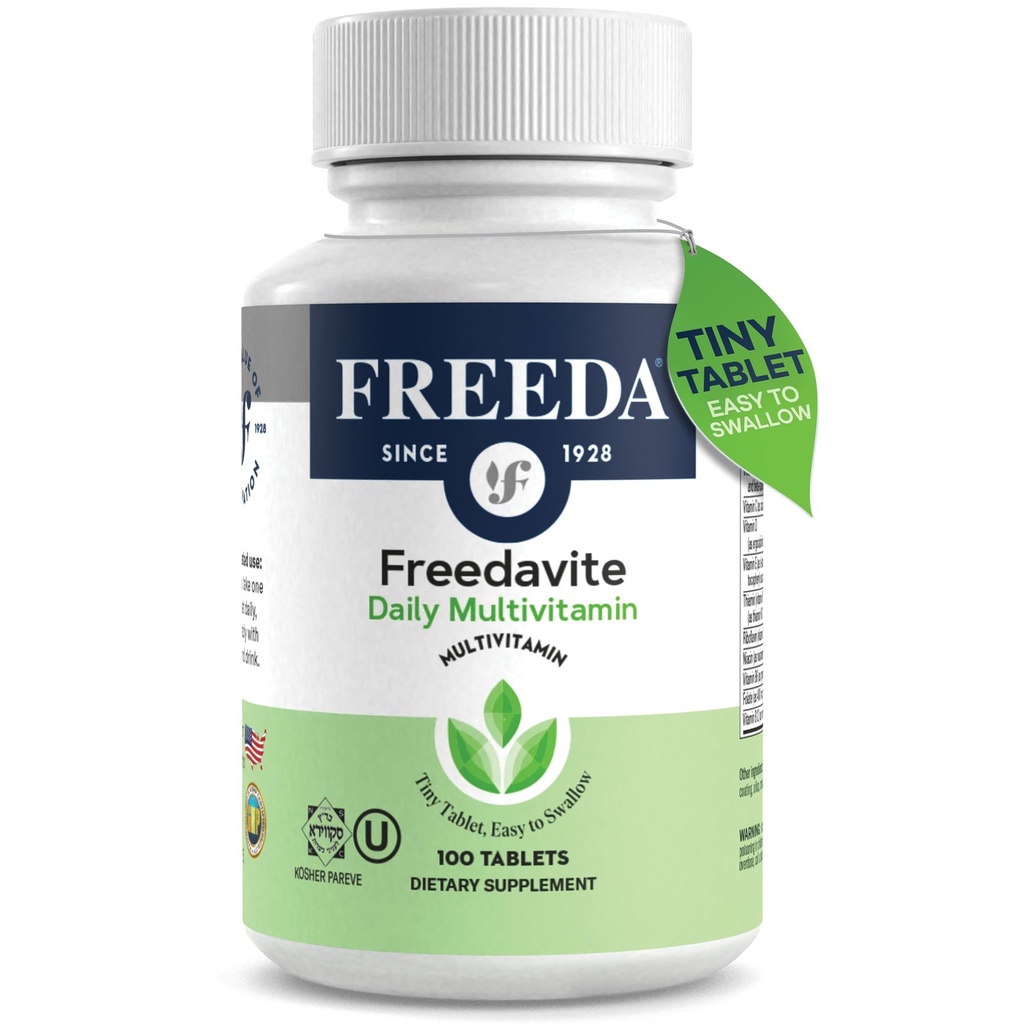 Freedavite Tiny Tablet - Moderate Multivitamin für Männer und Frauen - Vitamin A, C, D, E, B1, B2, B6, B12, Biotin, Calcium, Zink, Eisen, Magnesium, Manganese, Kupfer, Selen, Iodine - 100 Count