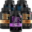 MEDCHOICE Sleep Melatonin (90ct), Turmeric & Ginger (240ct) et Cerveau Nootropique (120ct) Supplément - Trio Wellness pour le cerveau, le sommeil et le soutien immunitaire - Vegan, non-OGM, sans gluten