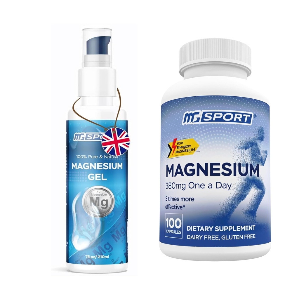 Supplément de magnésium à absorption élevée (100 Count) et gel pour les crampes et les muscles douloureux des jambes