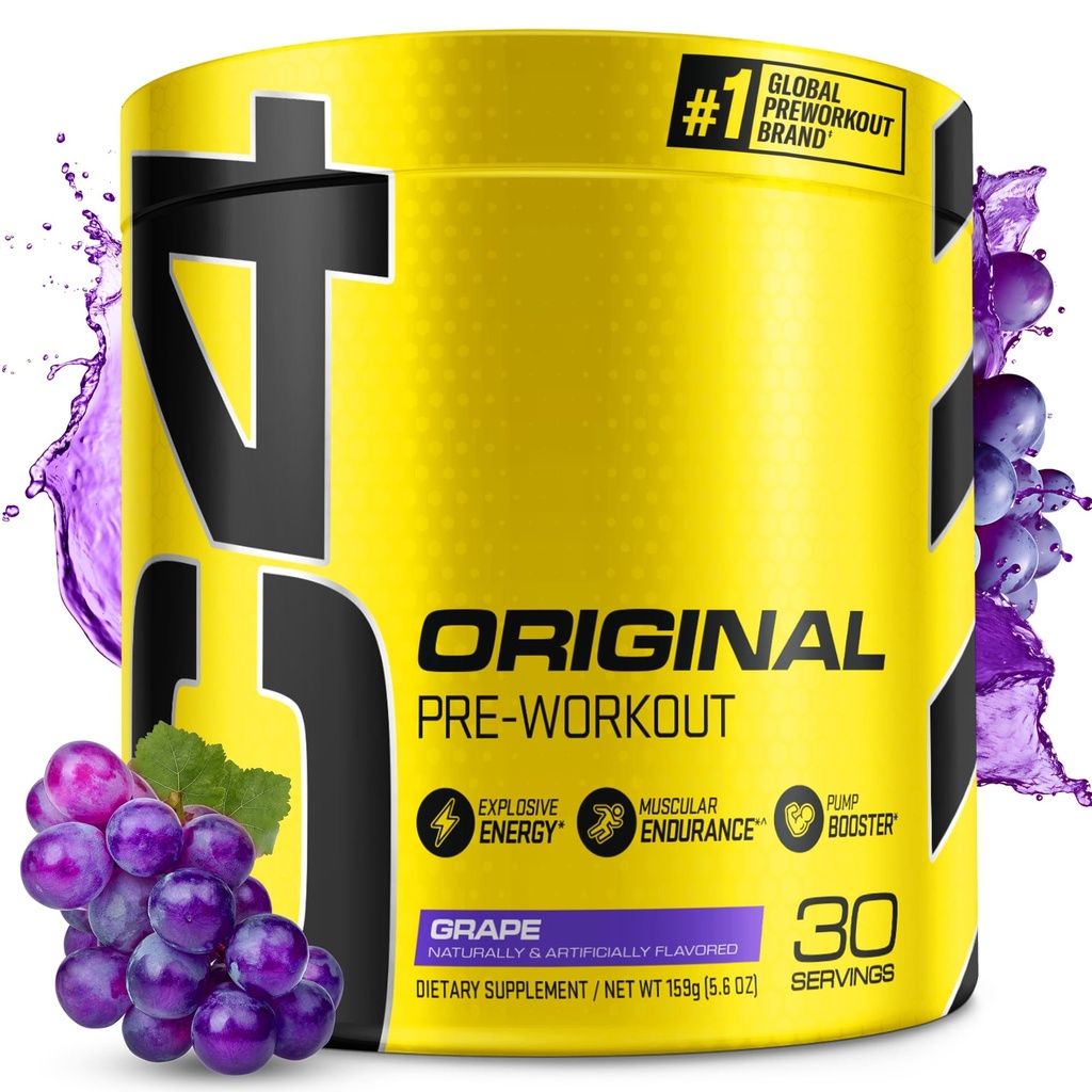 Cellucor C4 original pré-entraînement poudre de raisin sucre libre pré-entraînement énergie pour les hommes et les femmes 150mg caféine + Beta Alanine + créatine - 30 portions (emballage mai Vary)