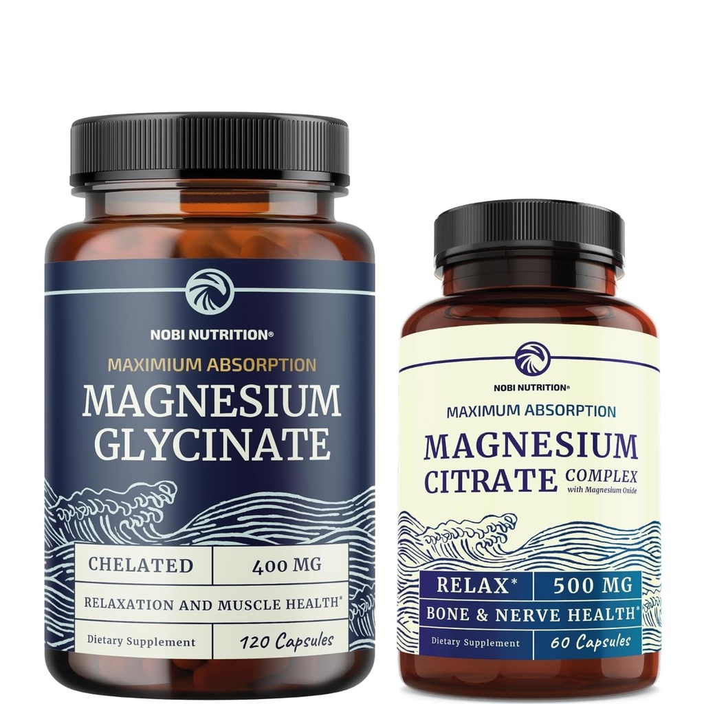 Magnésium Glycinate 400mg (120ct) & Magnésium Citrate 500 MG (60ct)