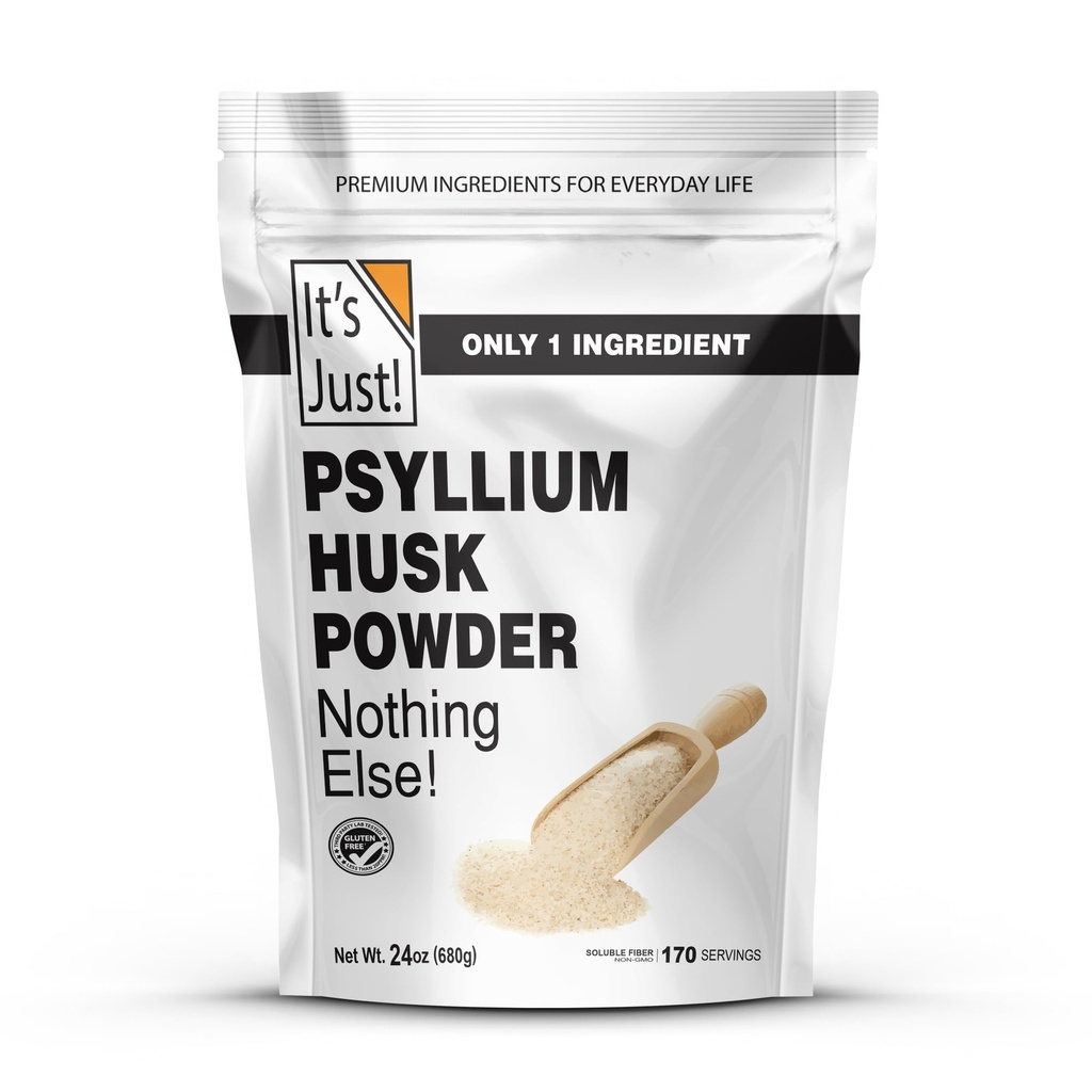 It's Just! - Psyllium Husk Powder, Easy Mixing Dietary Fiber, Cleanse Your Digestive System, Finely Ground Powder, Ideal for Keto Baking, Non-GMO (Unflavored, 24oz (Pack of 1))