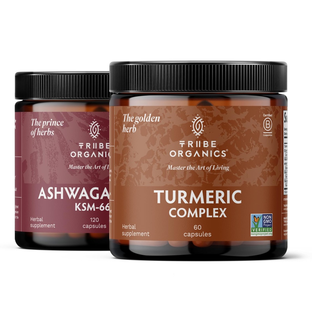 TRIBE ORGANICS Balance Duo - KSM-66 Ashwagandha 120ct + Kurkuma C3 Complex 120ct