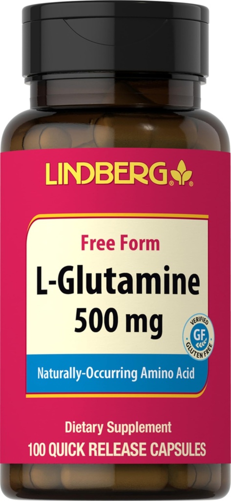 Lindberg L Glutamine Kapseln für Frauen und Männer | 500mg | 100 Pillen | Free Form Supplement | Non-GMO, Gluten Kostenlos