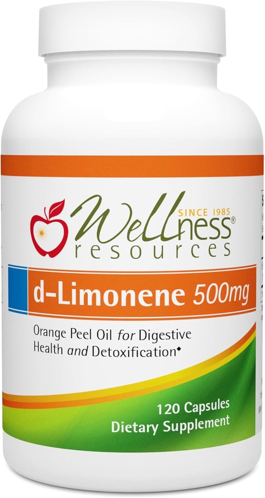 Wellness Ressourcen High Potency d-Limonen Kapseln 500mg, 120 Kapseln - Orange Peel Extrakt für Verdauungsgesundheit, Sodbrennen, Säure Reflux, Entgiftung