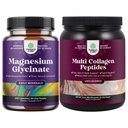 Bundle of High Absorption Magnesium Glycinate Kapseln für die Berechnung Schlaf Plus Muskel Knochen & Nerve Unterstützung und Multi Collagen Protein Pulver für Frauen und Männer - Haar Haut und Nägel Vitamine