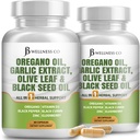 JB Wellness Oregano Öl, Knoblauch Extrakt, Olivenblatt, mit Astragalus - Immununterstützung & Verdauungsergänzung für Frauen und Männer - 120 Count