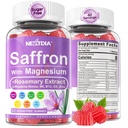 Safran mit Magnesium-Glycinat-Gummien, 2 Monate Versorgung -Sugar Free Magnesium 400/200mg w/Saffron,Rhodiola,Rosemary, B6,B12,D3 für S-Leep, Calm,Focus, Relax, Nerve, Melatonin Free Gummies