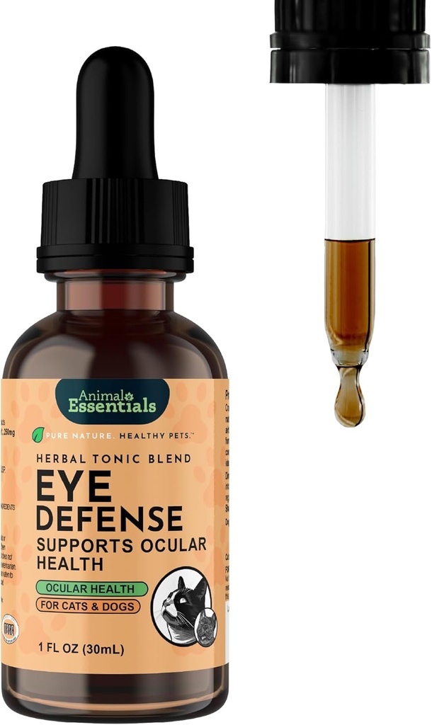 Animal Essentials Eye Defense Support für Hunde & Katzen, 1 fl oz - Made in USA Organic Bilberry Calendula Herbal Blend, Alkoholfrei