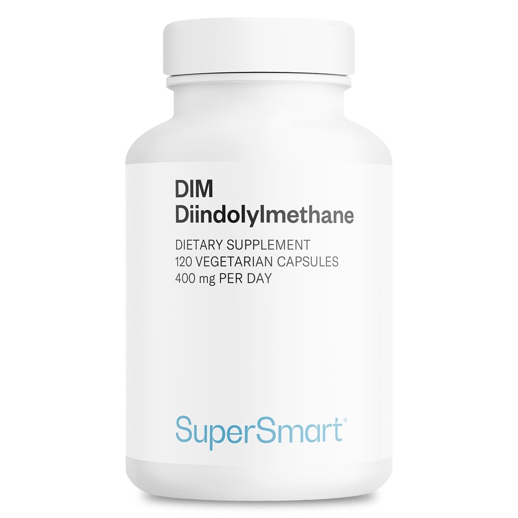 Supersmart - DIM-Ergänzung 400mg pro Tag (Diindolylmethan) - Natural Balance für Männer & Frauen | Non-GMO & Gluten Free - 120 Vegetarische Kapseln