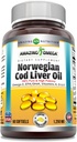Erstaunlich Omega Norwegian Cod Liver Oil 1250 Mg Softgels Ergänzung | Omega-3, EPA, DHA, Vitamin A, Vitamin D & Vitamin E (Lemon | 60 Count)