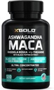 Ashwagandha 5.000mg + Maca Root Schwarz, Rot, Gelb 4.000mg, Rhodiola & L-Theanin: 30:1 Extrakt Ashwagandha Kapseln, 20:1 Extrakt Maca Root Kapseln - Beilage für Männer und Frauen