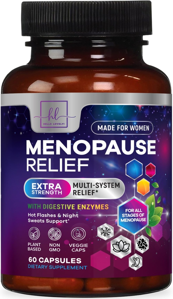 Menopause Ergänzungen für Frauen mit Dong Quai, Chaste Berry, Black Cohosh, 8 Billion CFU Probiotics - Hot Flash Night Sweats & Menopause Relief Probiotic für Vaginal, Digestive Health - 60 Kapseln