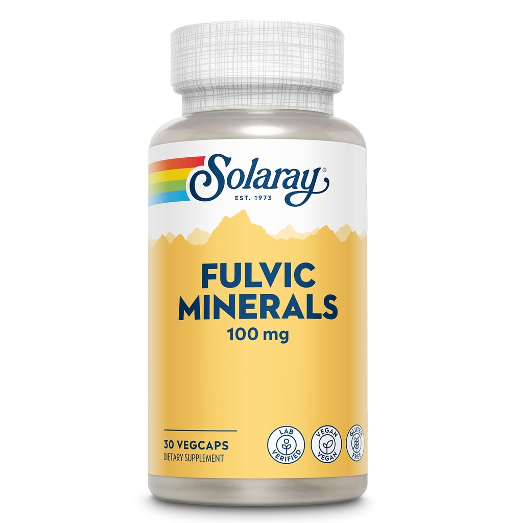 Solaray Fulvic Minerals 100 mg | Himalayan Shilajit | Gesunde Verdauung, Haut und Gehirn Unterstützung | 30 VegCaps