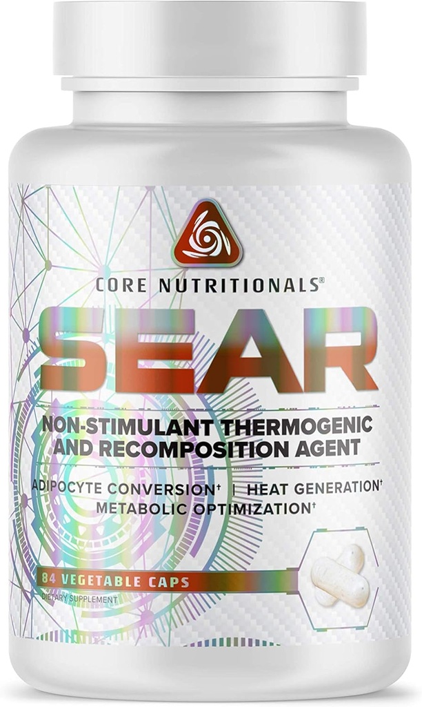 Core Nutritionals Sear Thermogenic & Recomposition Agent (non Stim Fat Burner) Support de gestion du poids avec les grains de paradoxine du Paradis 84 Capsules végétales
