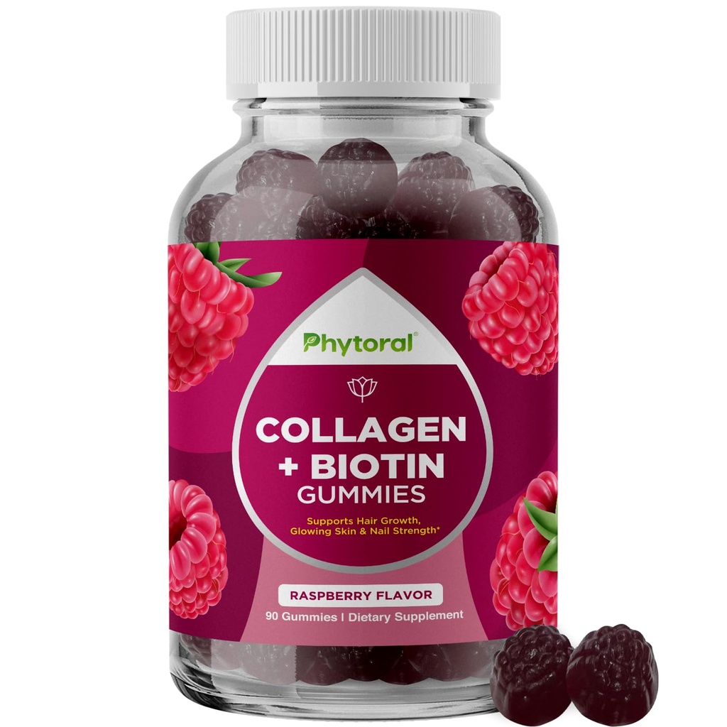 Hydrolysierte Collagen Peptide für Frauen mit Biotin - Haar, Haut und Nägel Vitamine für Elastizität, Vitalität & Hydration Gummie - Natürlich Sourced Biotin und Kollagen für Frauen - 90 Count