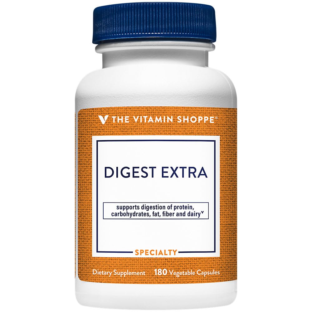 Die Vitamin Shoppe Verdauungsenzyme- Umfassende Formel für Fette, Kohlenhydrate und Proteindigestion - Aids Gluten und Dairy Breakdown und unterstützt Nährstoffaufnahme (180 pflanzliche Kapseln)