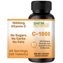 SHIFAA NUTRITION Vitamine halale C-1000mg Comprimés, 60 jours d'approvisionnement. Supplément de soutien immunitaire avec vitamine C, Elderberry, Quercetin, Rose HIPS & Rutin. Végétarien, Non-OGM, Sans sucre et Keto Friendly