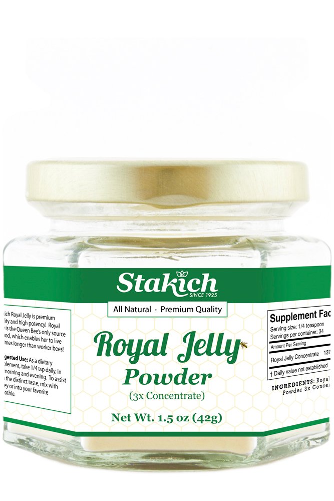 Stakich Royal Jelly Powder - 1,5 Unze - 3X Konzentrat - Freeze Dried, Pure, Natural